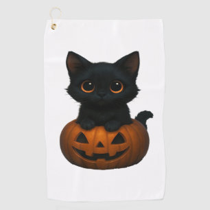 Pumpkin Cat – Cute Spooky Halloween Shirt for Cat  Golf Towel