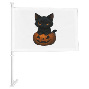 Pumpkin Cat Cute Spooky Halloween Shirt for Cat L Car Flag