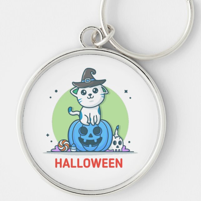 Pumpkin Cat Keychain (Front)