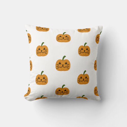 Pumpkin Cat Throw Pillow