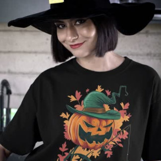 Pumpkin Catches Spider for Halloween T-Shirt