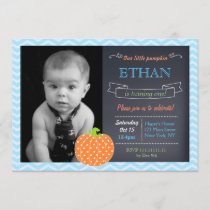 Pumpkin Chalkboard Birthday Invitations