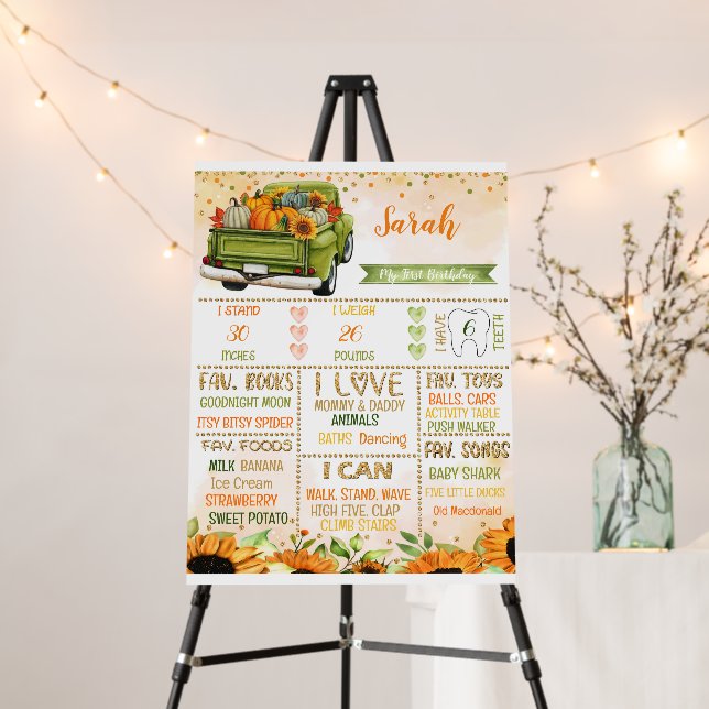 Pumpkin Chalkboard  Birthday Sign (In Situ (Stand))