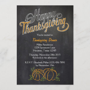 Pumpkin Chalkboard Thanksgiving Dinner Invitation