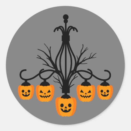 Pumpkin chandelier Halloween gothic Classic Round Sticker