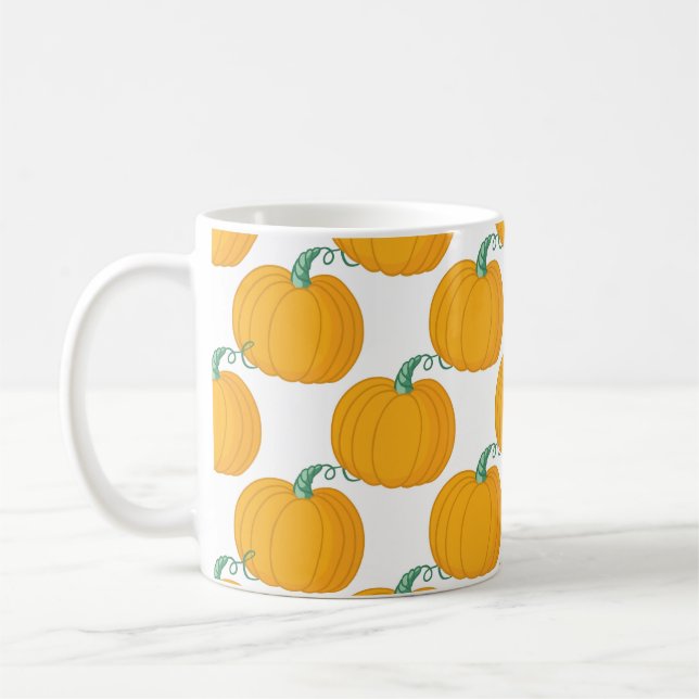 Pumpkin Charm: Vintage Hand-Drawn Pattern. Coffee Mug (Left)