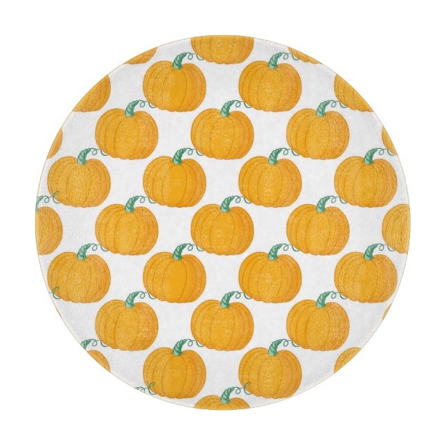 Pumpkin Charm: Vintage Hand-Drawn Pattern. Cutting Board (Front)