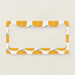 Pumpkin Charm: Vintage Hand-Drawn Pattern. License Plate Frame