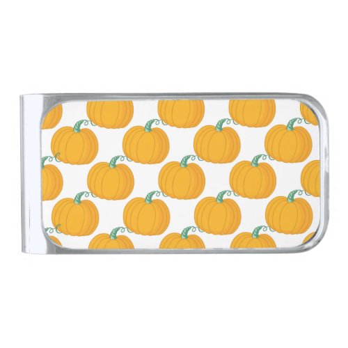 Pumpkin Charm Vintage Hand_Drawn Pattern Silver Finish Money Clip