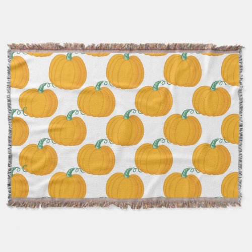 Pumpkin Charm Vintage Hand_Drawn Pattern Throw Blanket