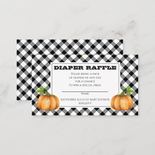 Pumpkin Checks Shower Diaper Raffle Enclosure Card