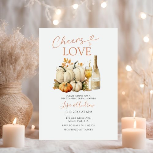 Pumpkin Cheers to Love Wine Bridal Shower  Invitation