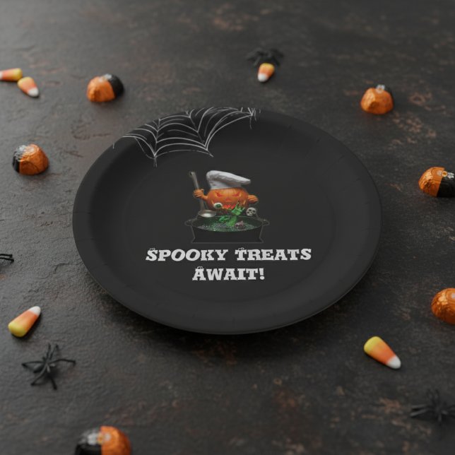Pumpkin Chef Halloween Party – Spooky Cauldron Paper Plates (Creator Uploaded)