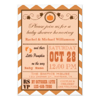 Pumpkin Chevron Pattern Baby Shower Invitation