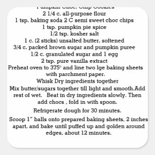 Pumpkin Chocolate Chip Cookies Stickers