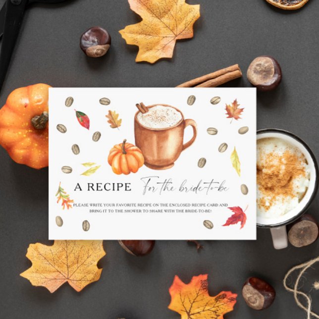 Pumpkin Coffee bridal shower Recipe for the bride Enclosure Card (Creator Uploaded)