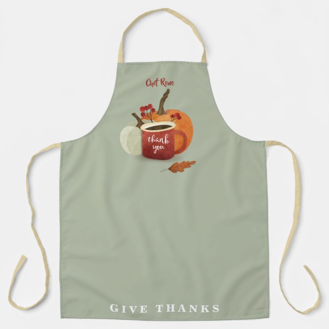 Pumpkin & Coffee Personalized Holiday Apron (Front)
