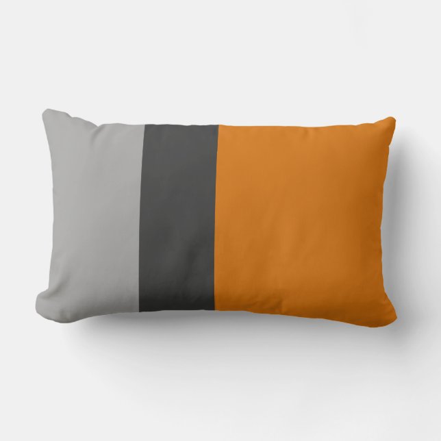 Pumpkin Color Block Lumbar Pillow (Front)