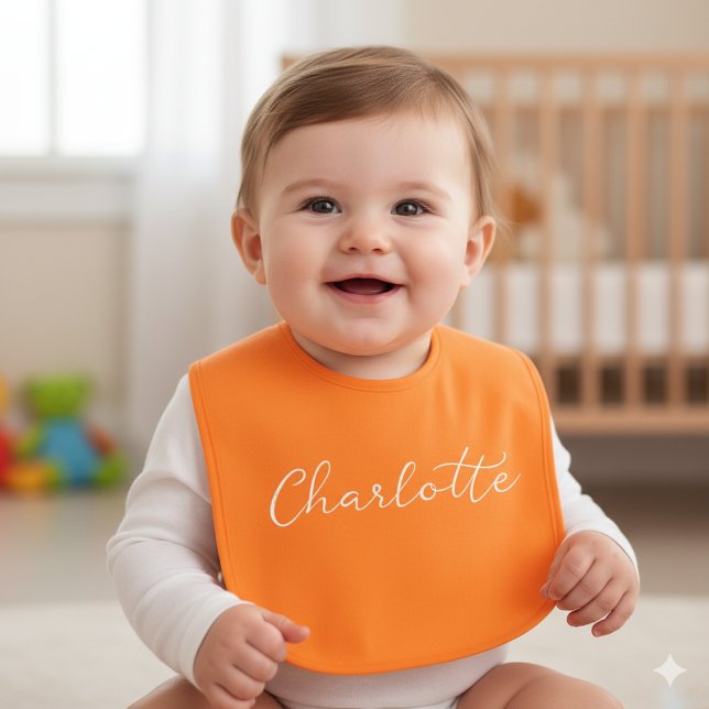 Pumpkin Colored Baby Bib Personalized Name (Pumpkin Colored Baby Bib Personalized Name)