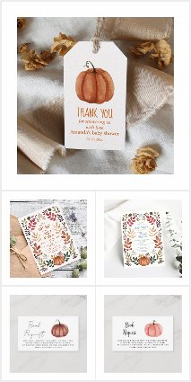Pumpkin and Colorful Leaves Baby Shower collection