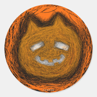 Pumpkin Cookie Cat Face Halloween Sticker