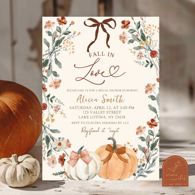 Pumpkin Coquette Fall in Love Autumn Wildflower  Invitation (Creator Uploaded)
