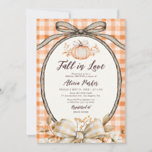 Pumpkin coquette fall in love bridal shower invitation
