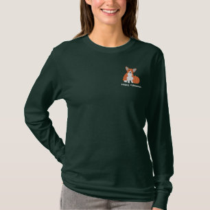 Pumpkin Corgi Embroidered Shirt (Long Sleeve)