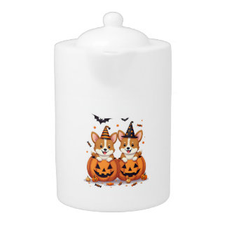 Pumpkin Corgi Party Teapot
