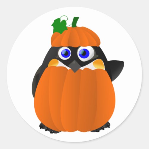 Pumpkin Costume Halloween Penguin Classic Round Sticker