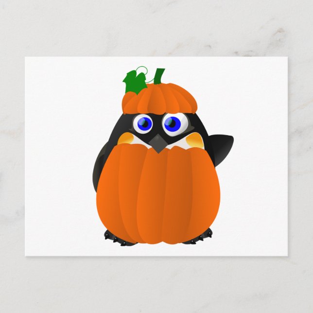 Pumpkin Costume Halloween Penguin Postcard (Front)