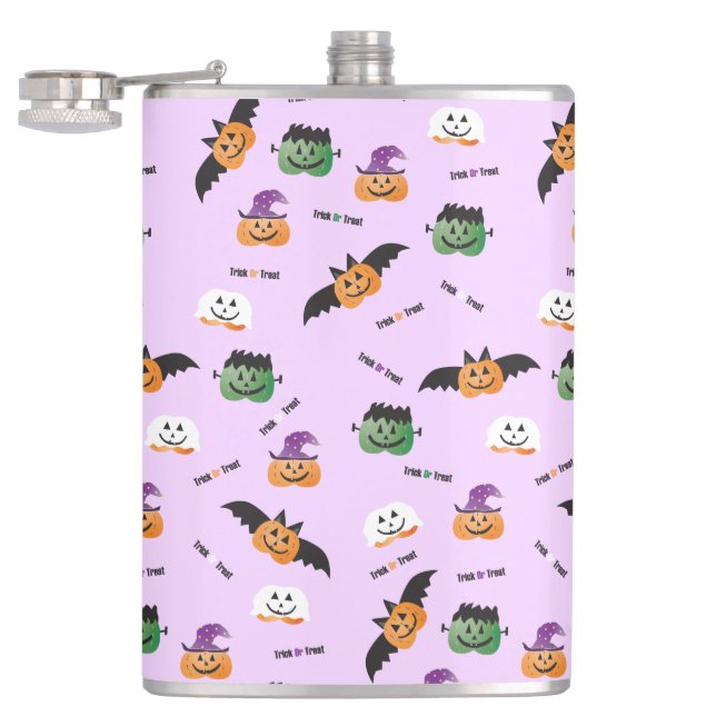 Pumpkin Costume Pattern Jack O Lantern Flask (Opened)
