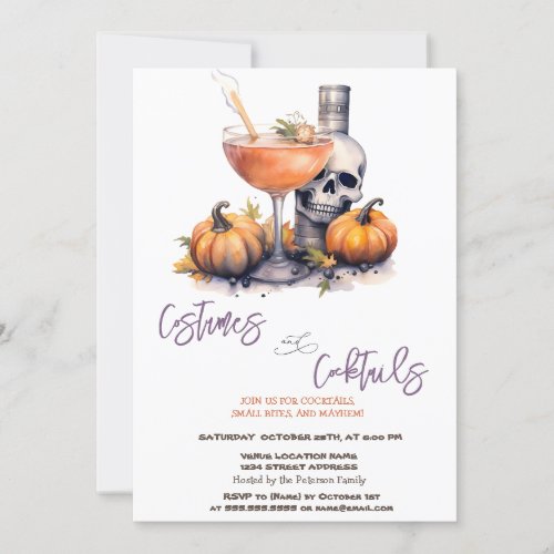 Pumpkin Costumes  Cocktail Halloween Invitation