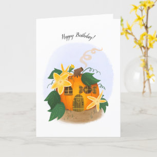 Pumpkin Cottage Fall Autumn Birthday Card