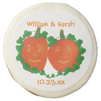Pumpkin Couple in a heart vine Halloween Wedding