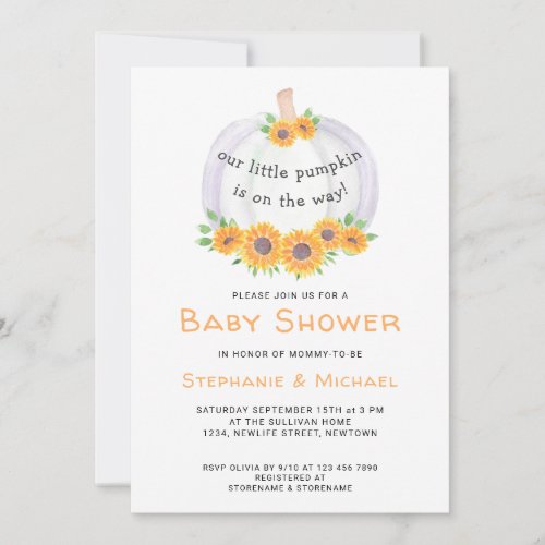 Pumpkin Couples Baby Shower Invitation