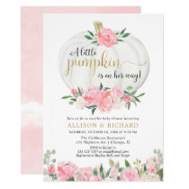 Pumpkin couples baby shower, pink gold elegant invitation Pumpkin couples baby shower, pink gold elegant invitation