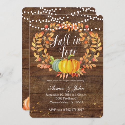 Pumpkin Couples shower invitations card