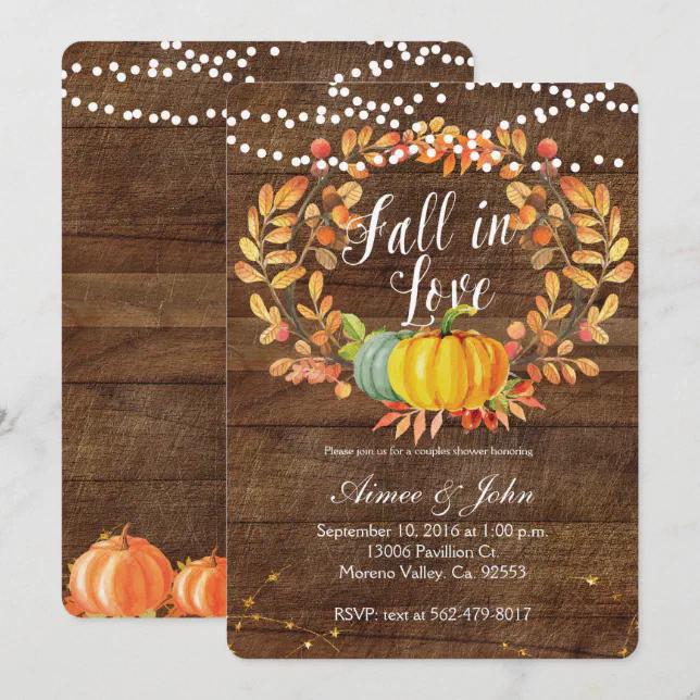 Pumpkin Couples shower invitations card | Zazzle
