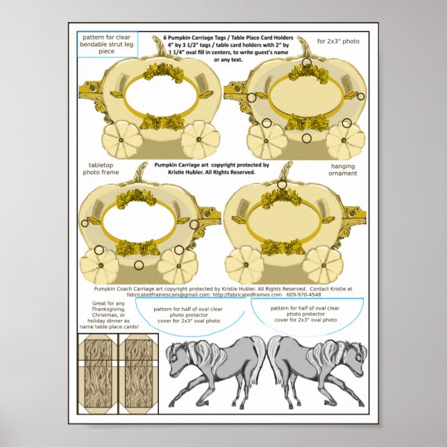 Pumpkin Cream Coach Thankful Wedding Table Card Poster (Front)