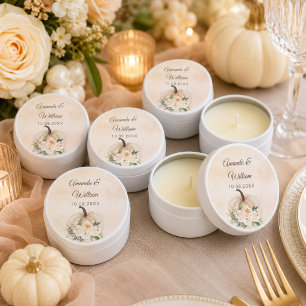 Pumpkin cream flowers fall wedding guest mini candle favors