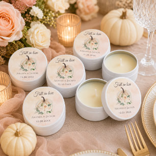 Pumpkin cream flowers fall wedding guest mini candle favors