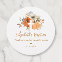Pumpkin Cross Fall Baptism Favor Tags