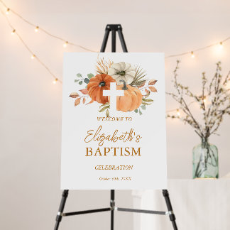 Pumpkin Cross Fall Baptism Welcome Sign Foam Board