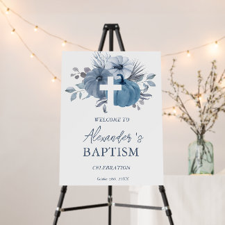 Pumpkin Cross Fall Boy Baptism Welcome Foam Board