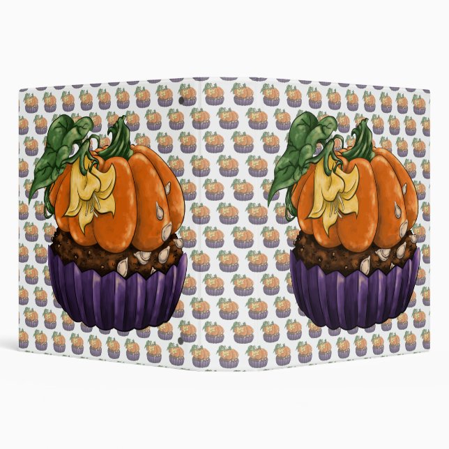 Pumpkin Cupcake 3 Ring Binder (Background)