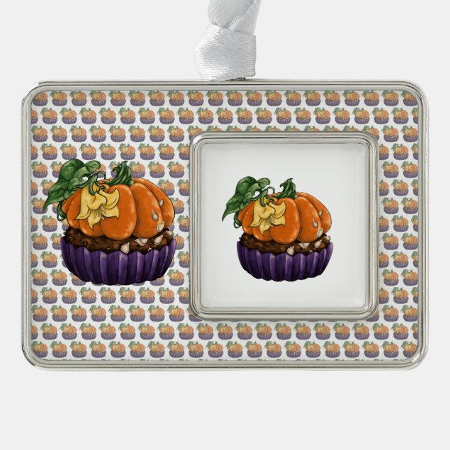 Pumpkin Cupcake Christmas Ornament (Front)
