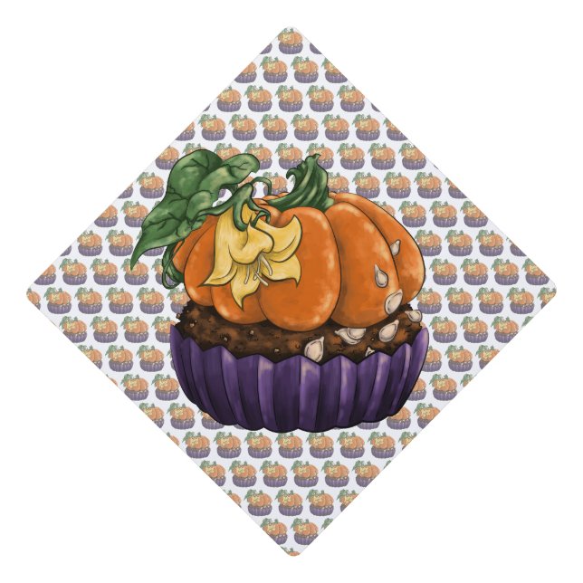 Pumpkin Cupcake Graduation Cap Topper (Front)