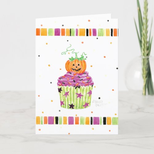 Pumpkin Cupcake Halloween Greeting Card