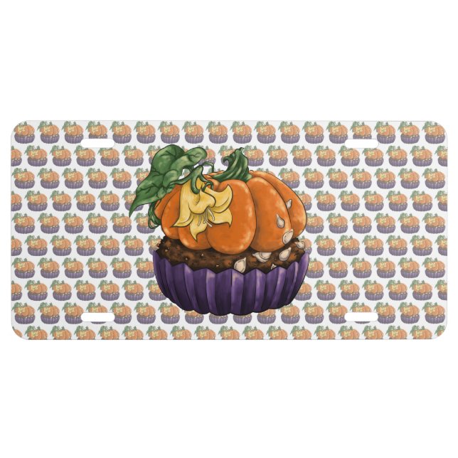 Pumpkin Cupcake License Plate (Front)
